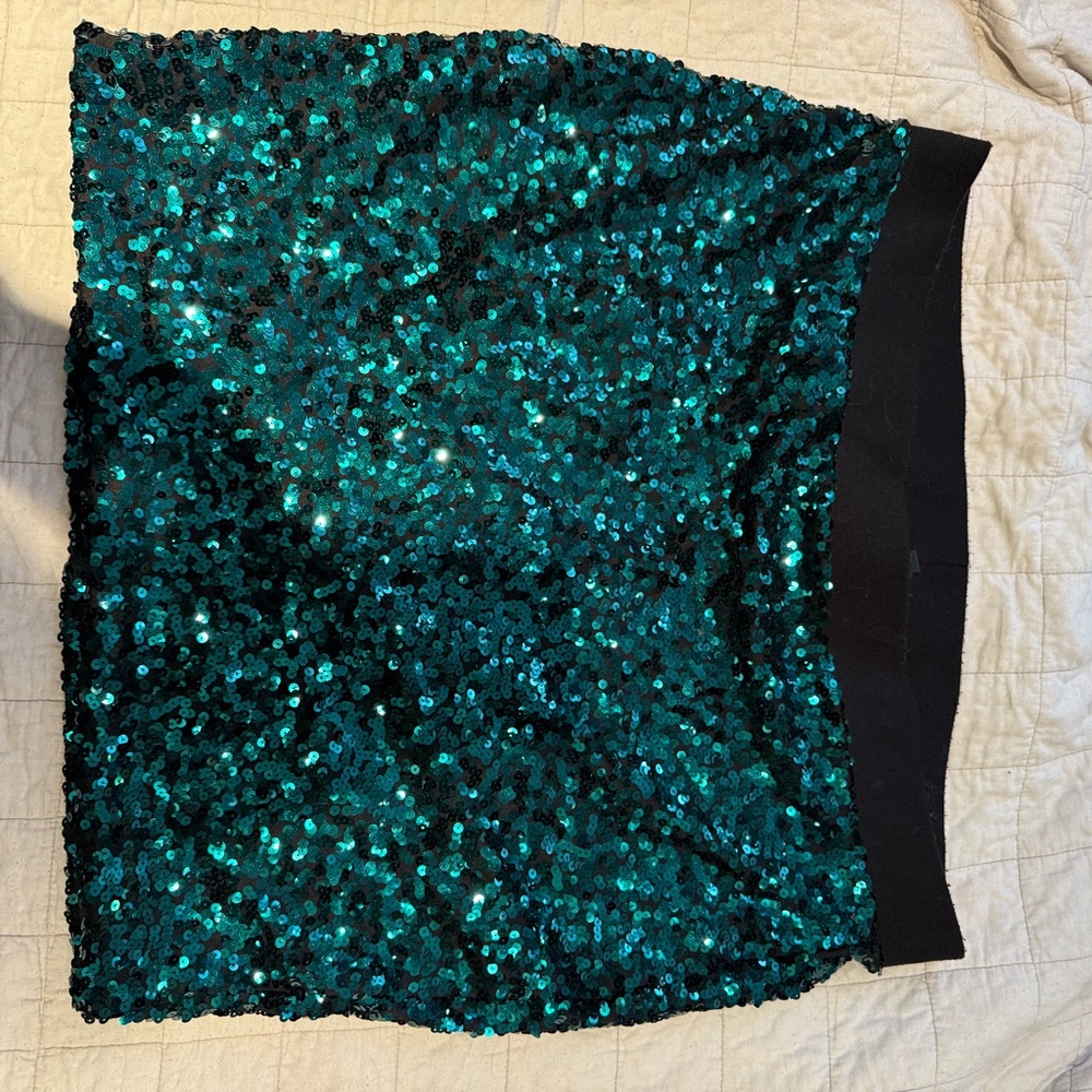 Sequin Skirt in Teal and Black